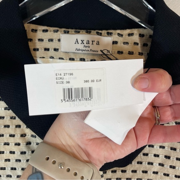 NWT axara paris Cream & black Jacket midi button snap size French 38/US Medium - Picture 6 of 12
